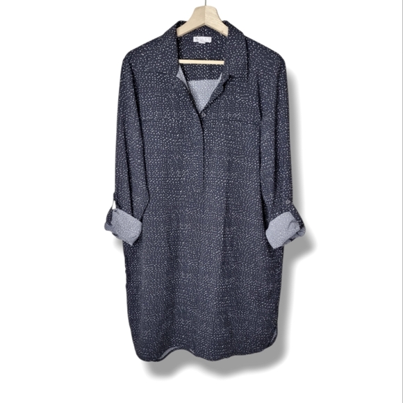 Lila Rose Shirt Dress XL Micro-Dot Knee Length Work Weekend Casual Modest Tunic - Picture 1 of 10